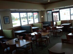 Tables arranged in the restaurant