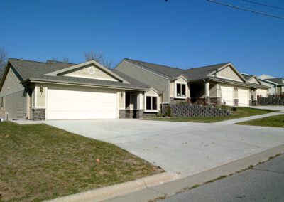 House with white overhead door